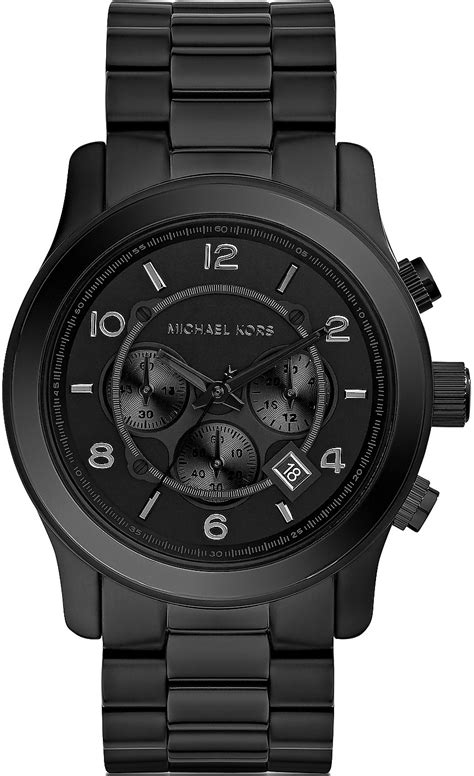 michael kors mens watch runway black red|Michael Kors black chronograph watch.